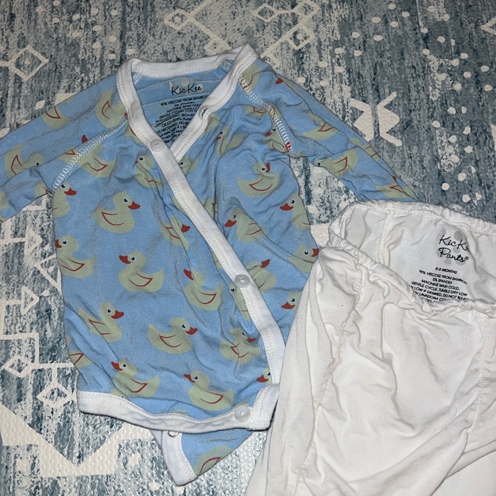Kickee Pants Layette Kimono Onesie & Pants, Bamboo 0-3